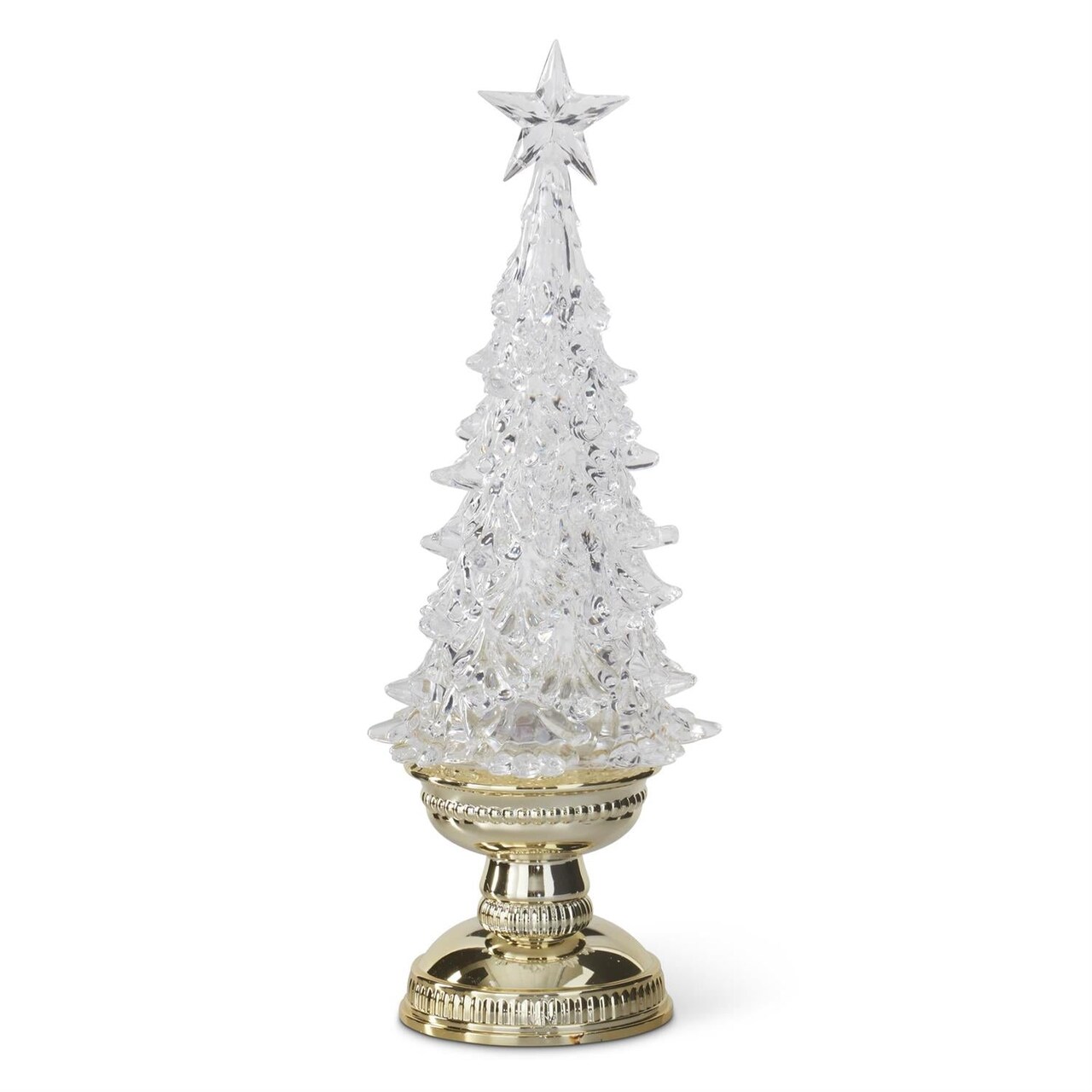 4.75" LED Water Globe Spinning Christmas Tree – & Gold w/ Timer